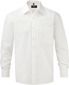 Russell Collection RU936M - Men's Long Sleeve Pure Cotton Easy Care Poplin Shirt White