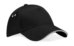 Beechfield B15c - Ultimate 5 Panel Cap - Sandwich Peak Black/Light Grey