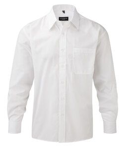 Russell Collection J934M - Long sleeve polycotton easycare poplin shirt White