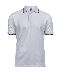 Tee Jays TJ1407 - Mens Luxury stripe stretch polo White / Navy