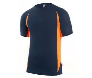 VELILLA V5501 - Two-tone technical T-shirt Navy/Fluo Orange