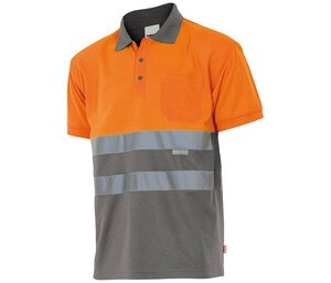 VELILLA VL173 - TWO-TONE SHORT-SLEEVED HIGH-VISIBILITY POLO SHIRT Fluo Orange / Grey