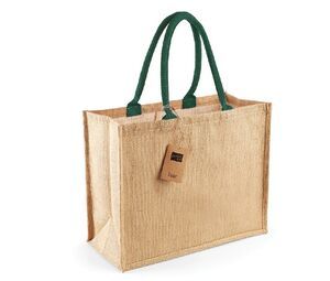 Westford mill WM407 - Jute Classic Shopper Natural/ Forest Green