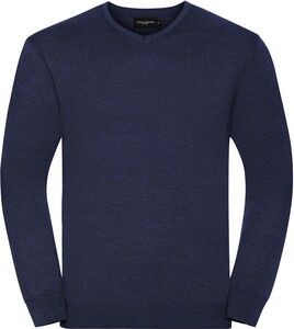 Russell Collection RU710M - V-Neck Knitted Pullover Denim Marl