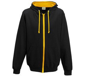 AWDIS JH053 - Contrast zipped hoodie Jet Black/Gold