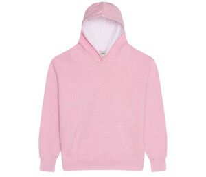 AWDIS JH03J - Children's sweatshirt with contrasting hood Baby Pink / Arctic White