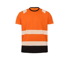 Result RS502X - High visibility t-shirt in recycled polyester Fluorescent Orange/ Black