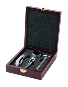 GiftRetail IT2658 - PREMIUM Classic wine set in wooden box Silver