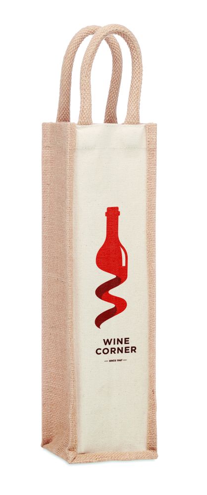 GiftRetail MO6258 - CAMPO DI VINO Jute wine bag for one bottle