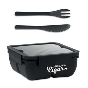 GiftRetail MO6275 - SATURDAY Lunch box with cutlery 600ml Black