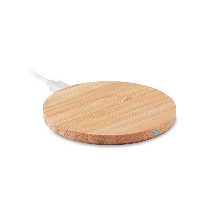 GiftRetail MO9434 - RUNDO Round wireless charger bamboo