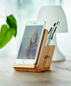 GiftRetail MO9914 - BAICOI Wireless charger pen holder 5W Wood