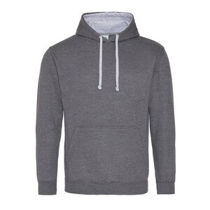 AWDIS JH003 - Contrast Hoodie Charcoal/Heather Grey