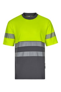 Velilla 305509 - RS SS TWO-TONE COTTON T-SHIRT GREY/HI-VIS YELLOW