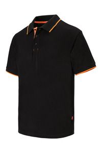 Velilla 105505 - SS TWO-TONE POLO BLACK/HI-VIS ORANGE