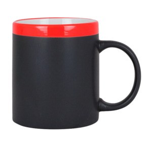 EgotierPro 28199 - Ceramic 300ml Mug with Matching Chalk SLATE Red