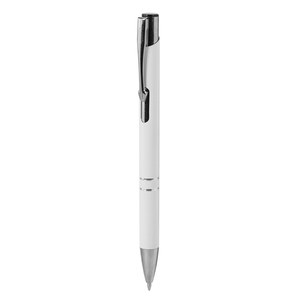EgotierPro 29077RE - Recycled Aluminum Pen with Metallic Rings STRIPE White