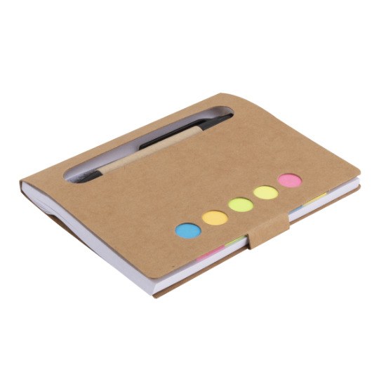 EgotierPro 33047 - Cardboard Notebook with Sticky Notes & Pen NOTE