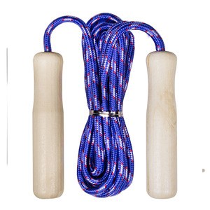 EgotierPro 38052 - Wooden Handle Jump Rope for All Ages JUMP Blue