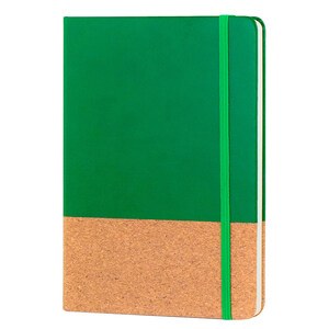 EgotierPro 38552 - A5 Notebook with PU Cork Cover BOUND Green