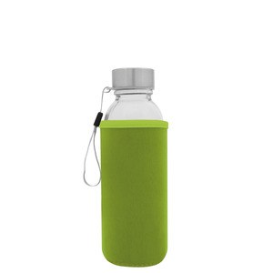EgotierPro 39528 - Glass Bottle with Stainless Steel Handle, 420ml JARABA Green