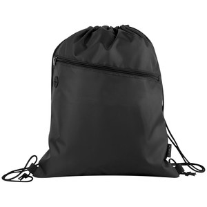 EgotierPro 50045 - RPET Drawstring Backpack with Front Zip CLIMATE Black