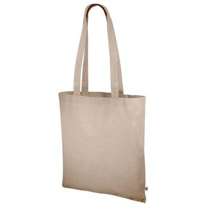 EgotierPro 50538 - Recycled Cotton Tote Bag with Long Handles WATERFALL BEIG
