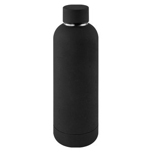 EgotierPro 50636 - 500 ml Double Wall Rubber-Finish Bottle RUBBER Black