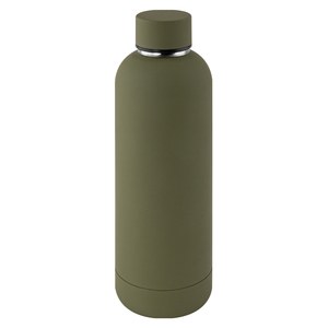 EgotierPro 50636 - 500 ml Double Wall Rubber-Finish Bottle RUBBER Green