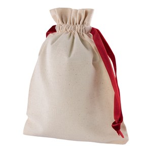 EgotierPro 52516 - Cotton Presentation Bags with Velvet Ribbons SMALL Red