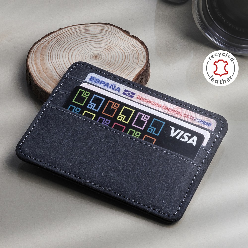 EgotierPro 53017 - Recycled Leather Three-Pocket Card Holder
