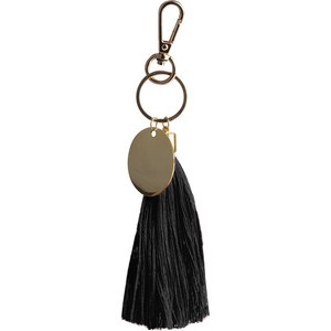 EgotierPro 53026 - Metal Key Ring with Carabiner & Pompom POM-POM Black