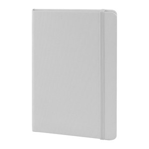 EgotierPro 53560 - A5 Notebook, RPET Covers, 80 Lined Sheets, Elastic THELUJI White