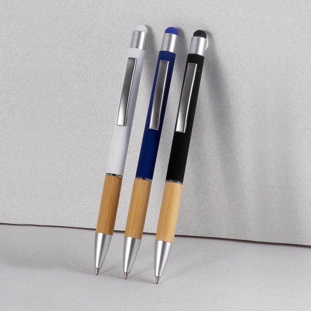 EgotierPro 53564 - Recycled Aluminum & Bamboo Pen with Pointer ANDIKA